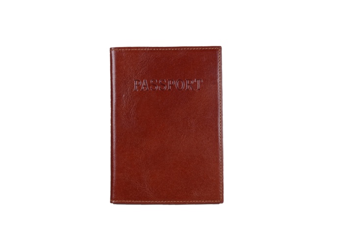 detail kožený obal na cestovní pas