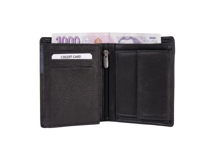 detail kožená pánská peněženka vysoká