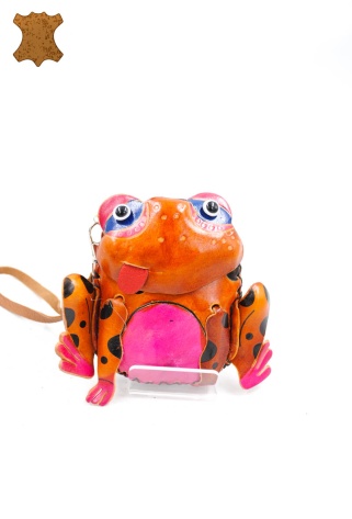 Kožená mini taštička žabka