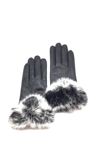 Kožené dámské rukavice s králičí kožešinou