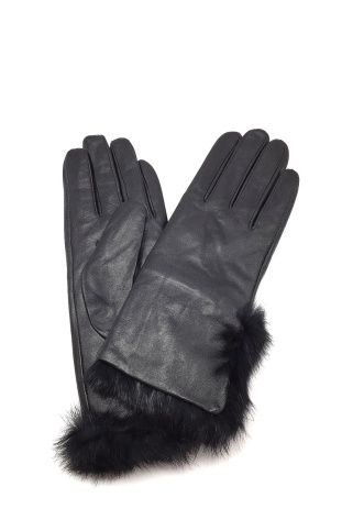 Kožené dámské rukavice s králičí kožešinou