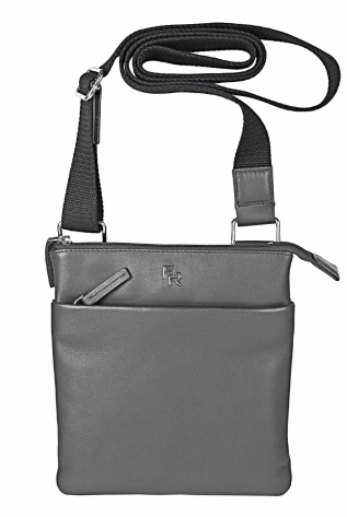 Kožená taška přes rameno placatá, textilní popruh