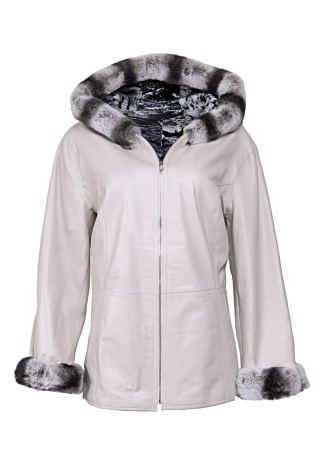 Oboustranná dámská kožená bunda s kapucí