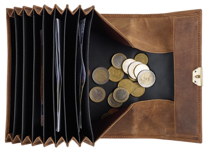 detail kožená kasírka