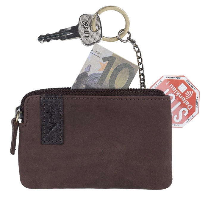 detail kožená klíčenka