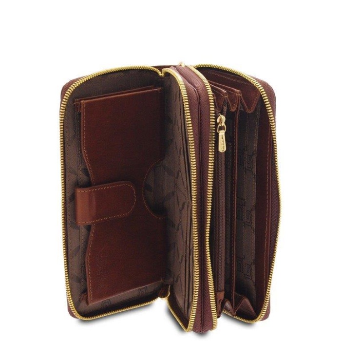 detail Kožená penálovka, 2 zipy