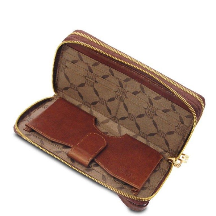 detail Kožená penálovka, 2 zipy