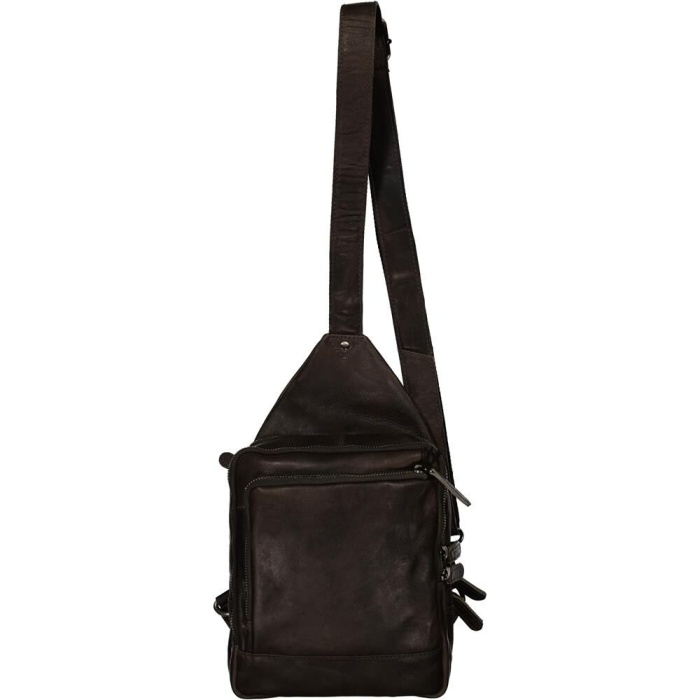 detail Kožený bodybag, popruh textil