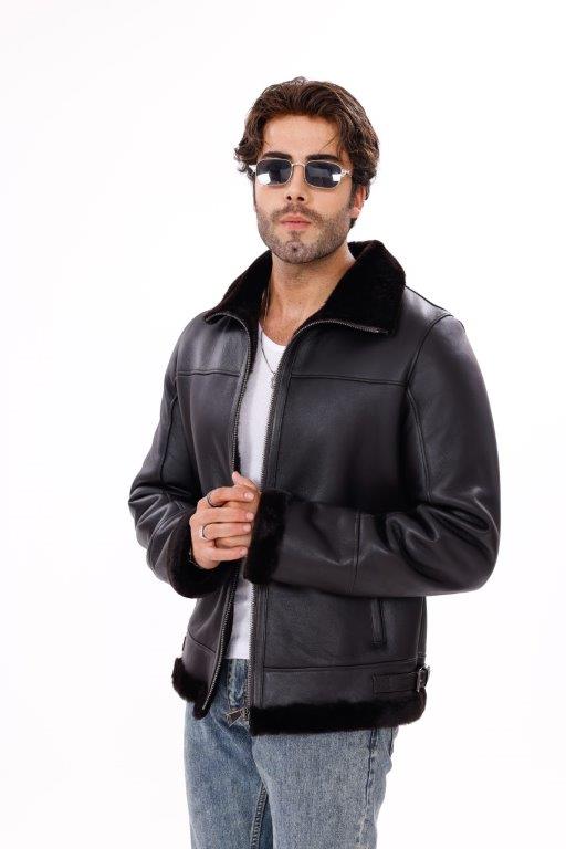 detail Pánská pilotka s pravou kožešinou, VĚTŠÍ VELIKOST