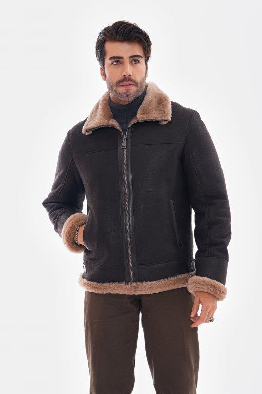 detail Pánská pilotka s beranní kožešinou