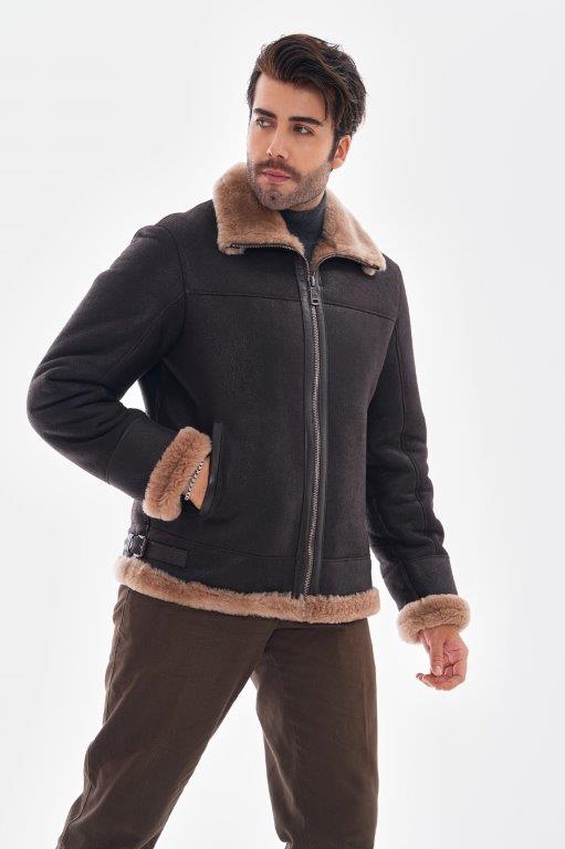 detail Pánská pilotka s beranní kožešinou, VĚTŠÍ VELIKOST