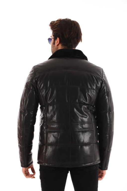 detail Pánská kožená zimní bunda