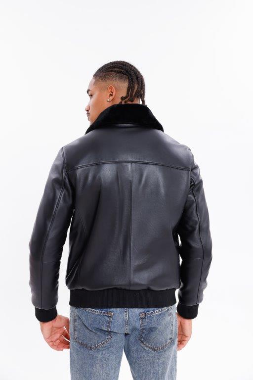 detail Kožený pánský bluson s pravou kožešinou, VĚTŠÍ VELIKOST