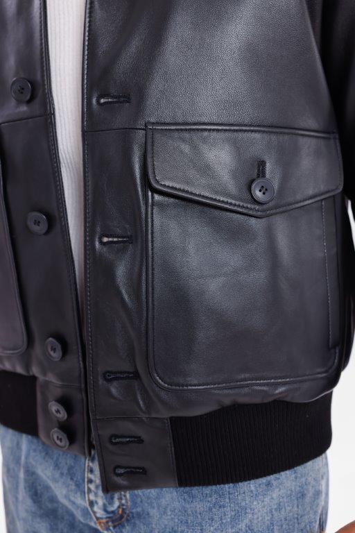 detail Kožený pánský bluson s pravou kožešinou, VĚTŠÍ VELIKOST