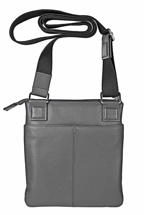 detail Kožená taška přes rameno placatá, textilní popruh