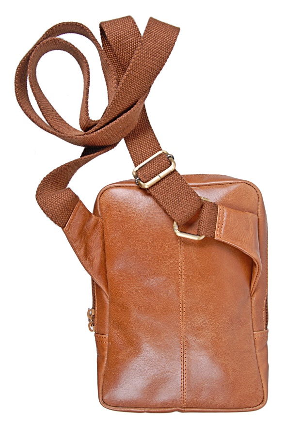 detail Kožená taštička s látkovým popruhem