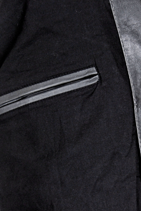 detail Kožená pánská bunda, límec, prodloužený rukáv, VĚTŠÍ VELIKOST