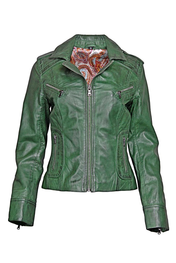 detail kožená dámská bundička