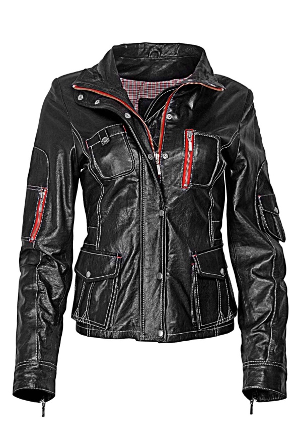 detail kožená dámská bunda