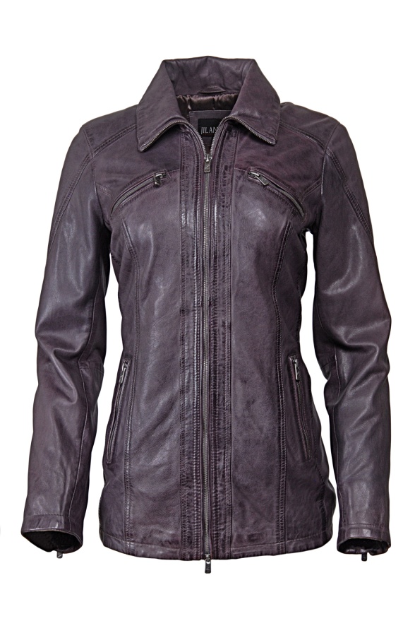 detail kožená dámská bunda delší