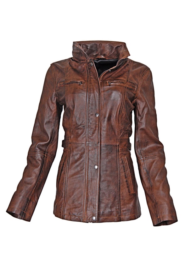 detail Delší dámská kožená bundička