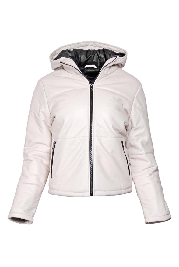 detail Kožená dámská zimní bunda