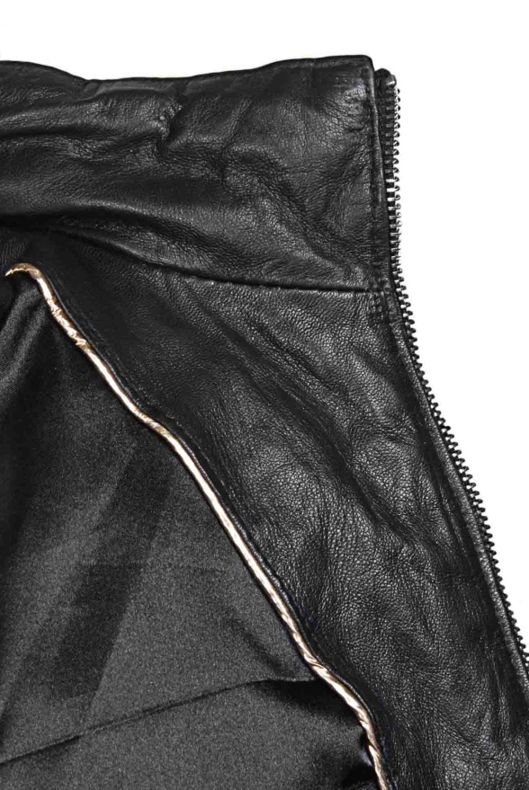 detail Kožená dámská zimní bunda prošívaná, kapuce lem mývalovec