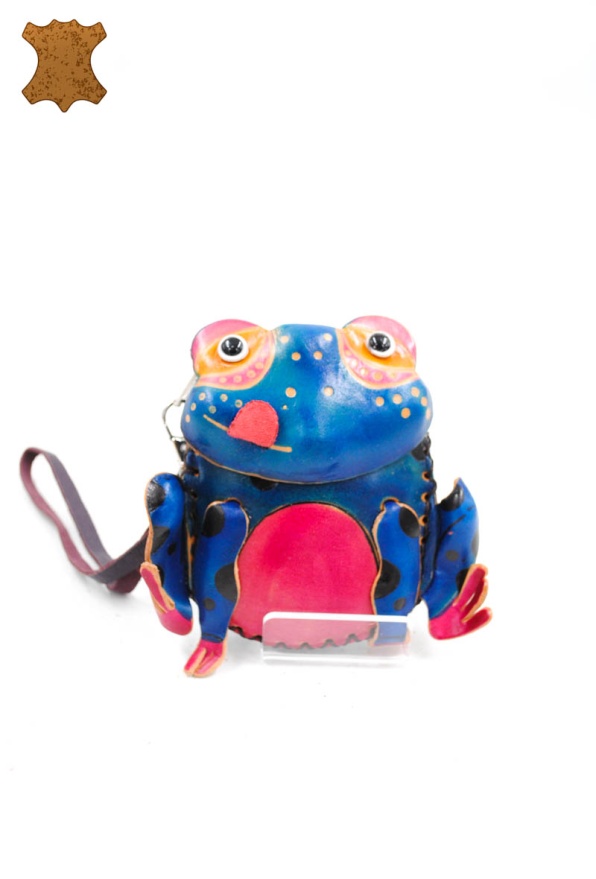 detail Kožená mini taštička žabka