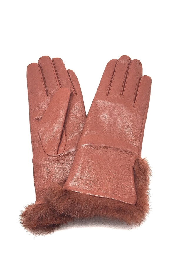 detail Kožené dámské rukavice s králičí kožešinou