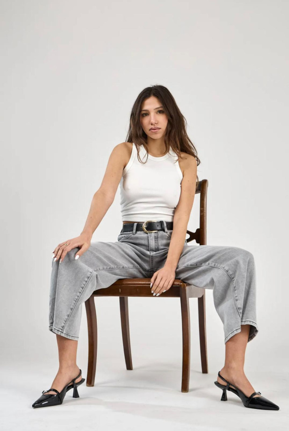 detail Dámské CULOTTE džíny s opaskem