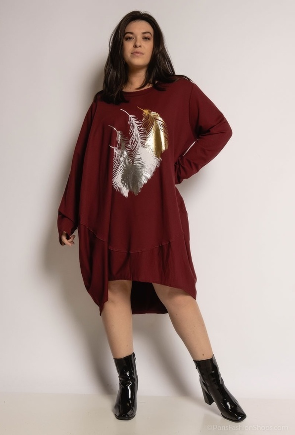 detail Šaty oversize s dlouhým rukávem